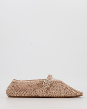 Alaia Rose Gold Mesh Ballet Flat Size EU 39