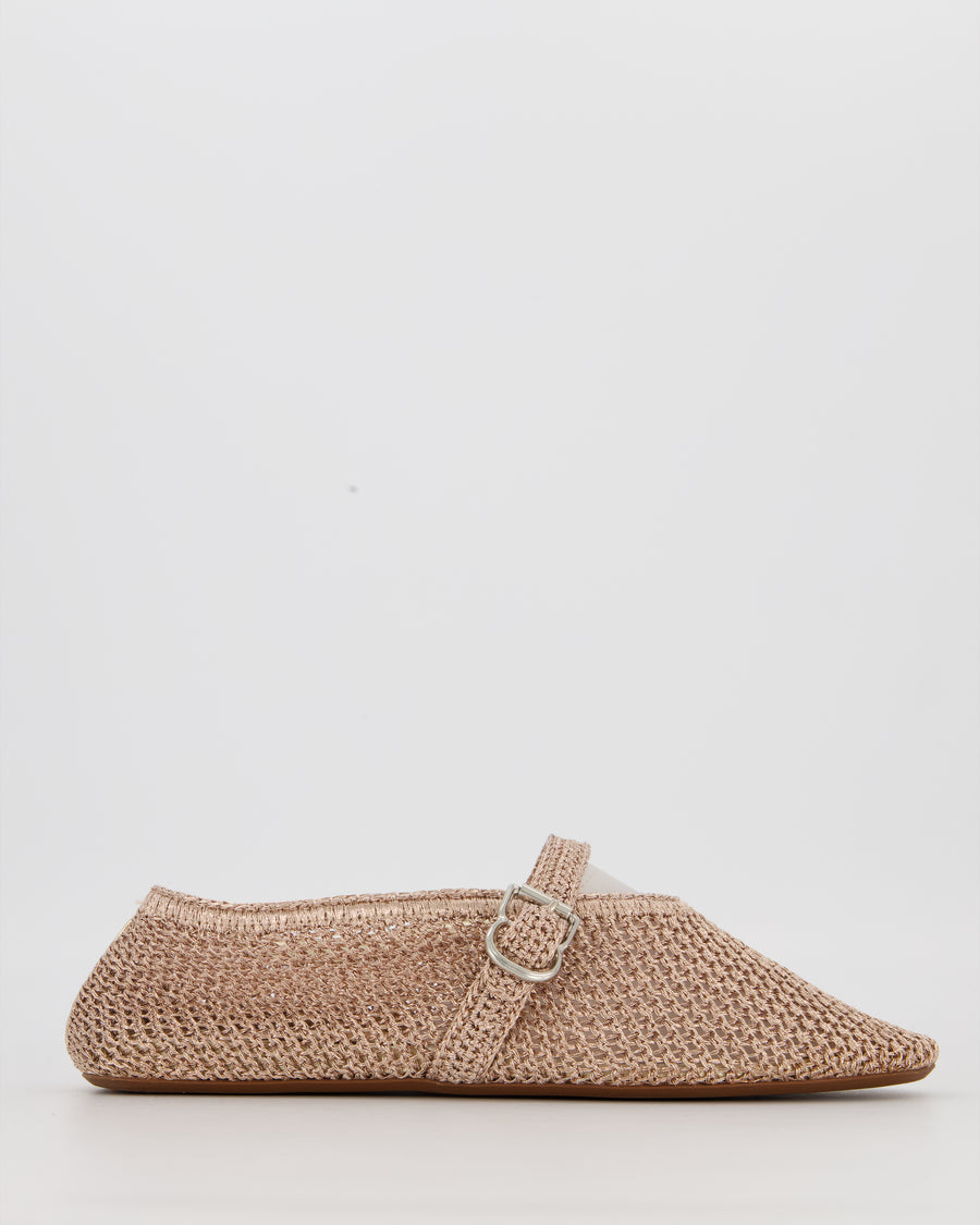 Alaia Rose Gold Mesh Ballet Flat Size EU 39