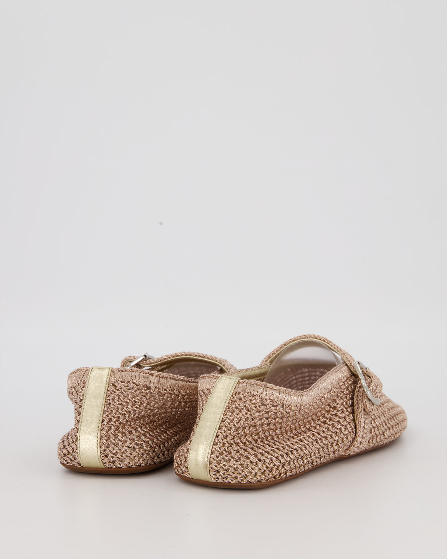 Alaia Rose Gold Mesh Ballet Flat Size EU 39