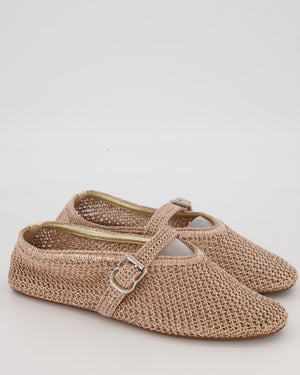 Alaia Rose Gold Mesh Ballet Flat Size EU 39