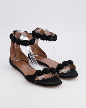 Alaïa La Bombe Sandals in Black Suede with Silver Studs and Ankle Strap Detail Size EU 39