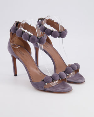 Alaïa La Bombe Heeled Sandals in Purple Suede with Stud Details Size EU 40