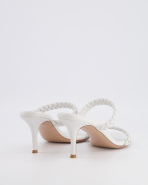 Gianvito Rossi White Leather Marley Heeled Sandals with Braided Straps Size EU 39.5