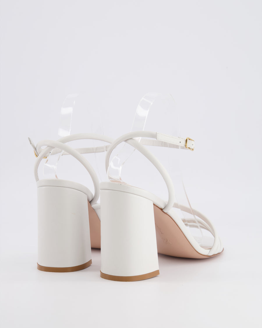 Gianvito Rossi White Leather Strappy Heeled Sandals Size EU 40.5