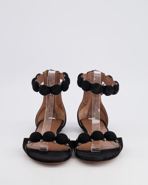 Alaïa La Bombe Sandals in Black Suede with Silver Studs and Ankle Strap Detail Size EU 39
