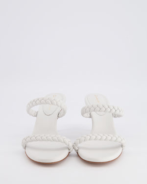 Gianvito Rossi White Leather Marley Heeled Sandals with Braided Straps Size EU 39.5