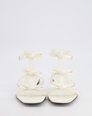 Valentino White Leather T-Strap Sandals with Bow Details Size EU 39.5