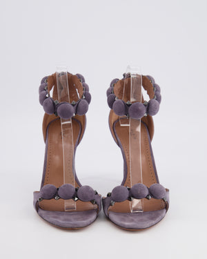 Alaïa La Bombe Heeled Sandals in Purple Suede with Stud Details Size EU 40