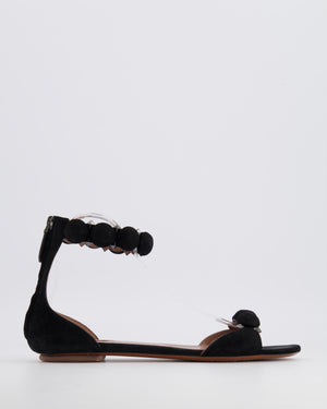 Alaïa La Bombe Sandals in Black Suede with Silver Studs and Ankle Strap Detail Size EU 39