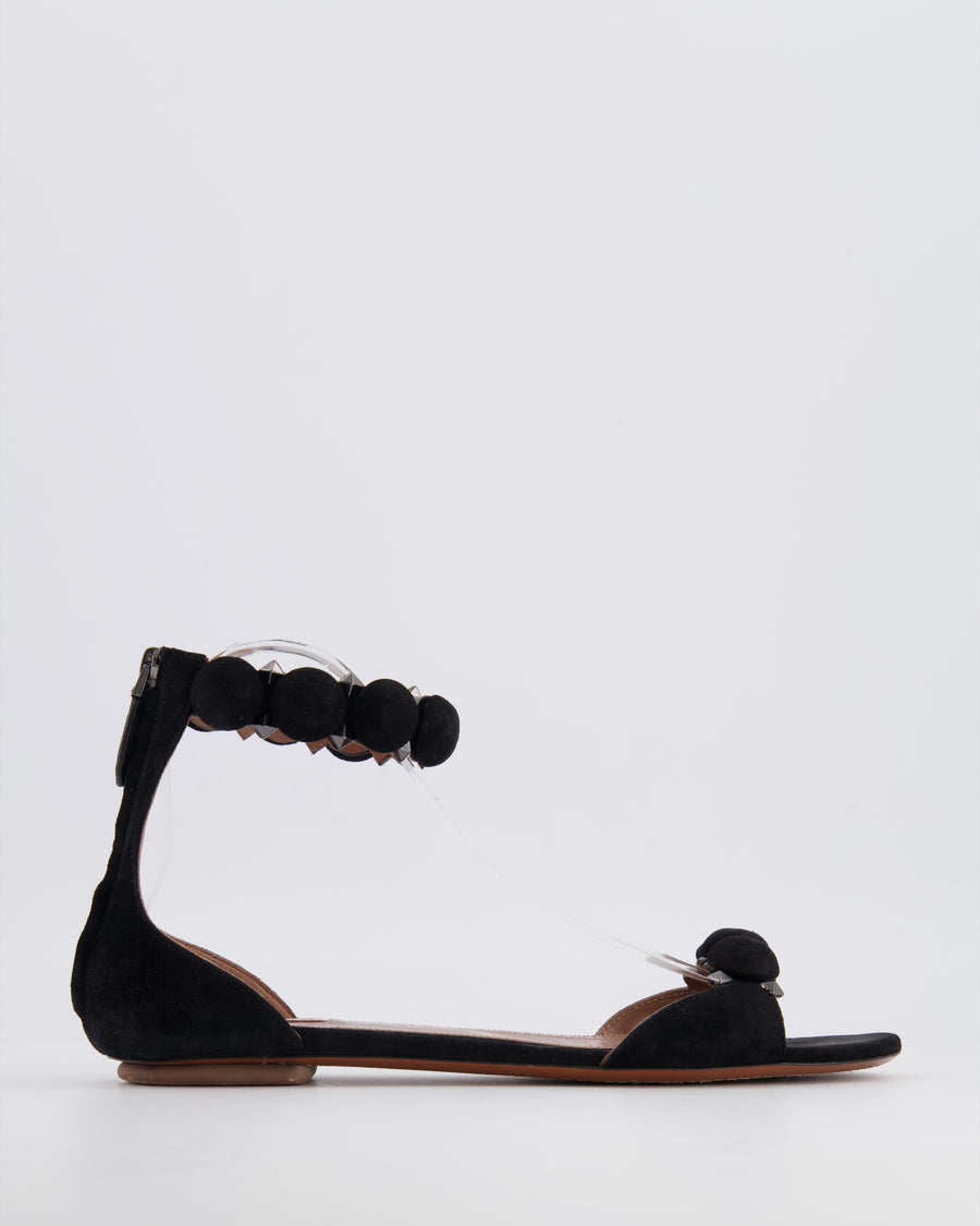 Alaïa La Bombe Sandals in Black Suede with Silver Studs and Ankle Strap Detail Size EU 39