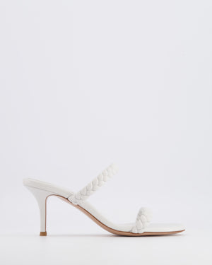 Gianvito Rossi White Leather Marley Heeled Sandals with Braided Straps Size EU 39.5