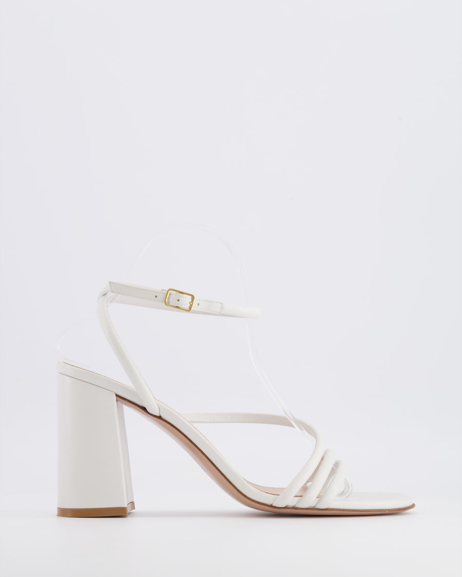 Gianvito Rossi White Leather Strappy Heeled Sandals Size EU 40.5