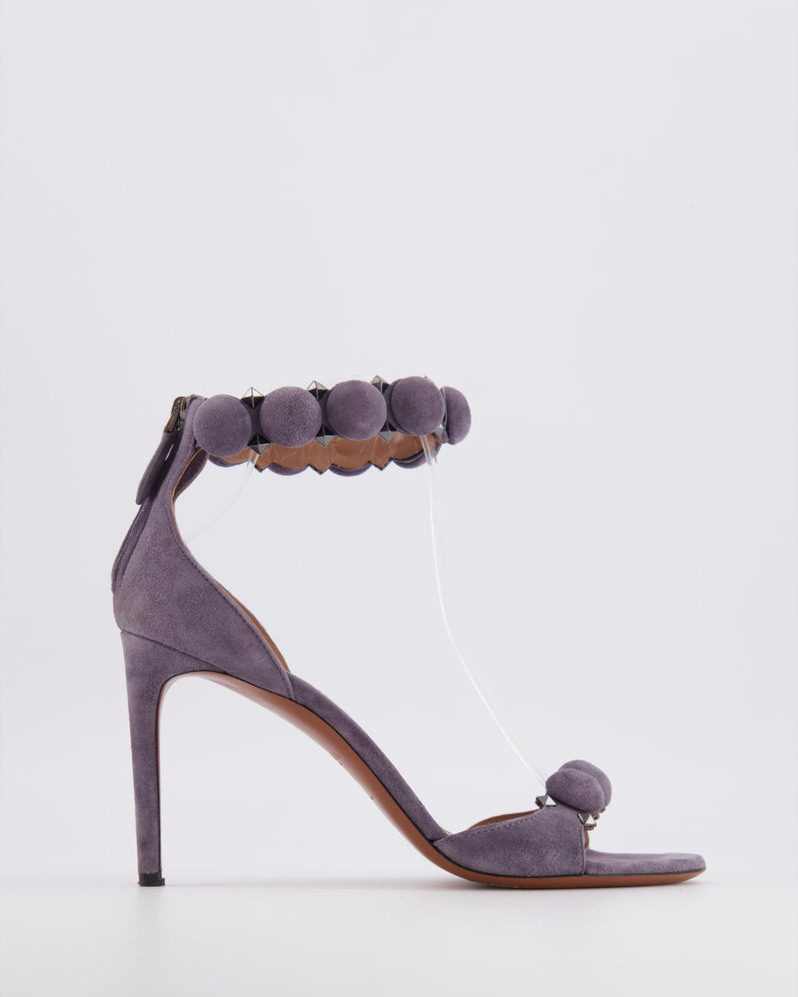 Alaïa La Bombe Heeled Sandals in Purple Suede with Stud Details Size EU 40