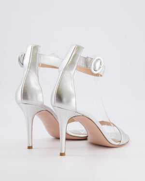 Gianvito Rossi Metallic Silver Leather Portofino 85 Heeled Sandals Size EU 40 RRP £750