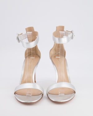 Gianvito Rossi Metallic Silver Leather Portofino 85 Heeled Sandals Size EU 40 RRP £750