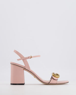 Gucci Pink Leather GG Marmont Block Heel Sandals with Brushed Gold Logo Detail Size EU 39