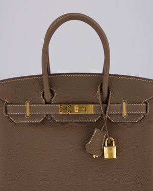 *HOT* Hermès Birkin 30 Retourne Bag in Etoupe Togo Leather with Gold Hardware