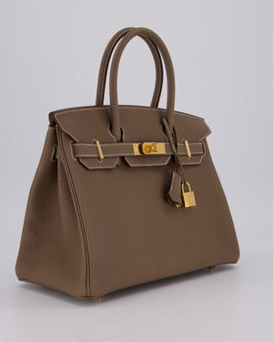 *HOT* Hermès Birkin 30 Retourne Bag in Etoupe Togo Leather with Gold Hardware