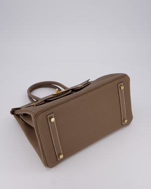 *HOT* Hermès Birkin 30 Retourne Bag in Etoupe Togo Leather with Gold Hardware