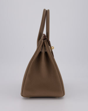 *HOT* Hermès Birkin 30 Retourne Bag in Etoupe Togo Leather with Gold Hardware