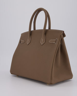 *HOT* Hermès Birkin 30 Retourne Bag in Etoupe Togo Leather with Gold Hardware