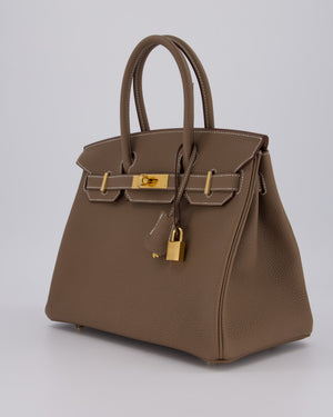 *HOT* Hermès Birkin 30 Retourne Bag in Etoupe Togo Leather with Gold Hardware