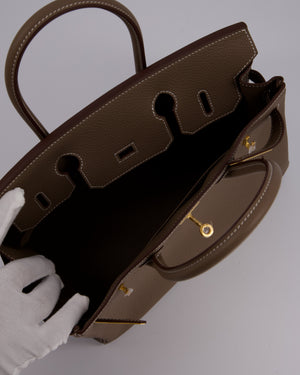 *HOT* Hermès Birkin 30 Retourne Bag in Etoupe Togo Leather with Gold Hardware