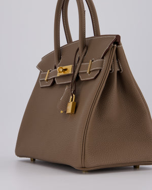 *HOT* Hermès Birkin 30 Retourne Bag in Etoupe Togo Leather with Gold Hardware