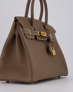 *HOT* Hermès Birkin 30 Retourne Bag in Etoupe Togo Leather with Gold Hardware