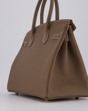 *HOT* Hermès Birkin 30 Retourne Bag in Etoupe Togo Leather with Gold Hardware