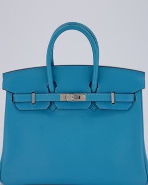 Hermès Birkin 25 Bag in Bleu Mykonos Swift Leather with Palladium Hardware