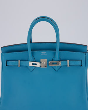 Hermès Birkin 25 Bag in Bleu Mykonos Swift Leather with Palladium Hardware