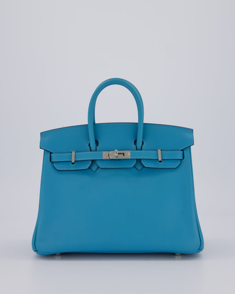 Hermès Birkin 25 Bag in Bleu Mykonos Swift Leather with Palladium Hardware