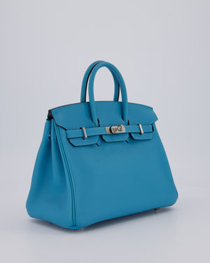 Hermès Birkin 25 Bag in Bleu Mykonos Swift Leather with Palladium Hardware