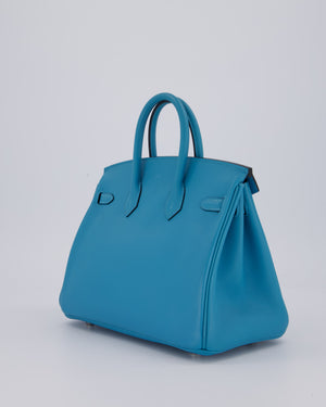 Hermès Birkin 25 Bag in Bleu Mykonos Swift Leather with Palladium Hardware