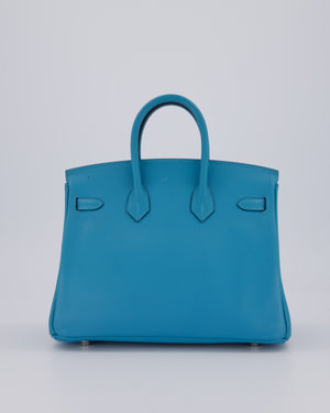 Hermès Birkin 25 Bag in Bleu Mykonos Swift Leather with Palladium Hardware