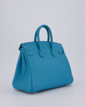 Hermès Birkin 25 Bag in Bleu Mykonos Swift Leather with Palladium Hardware