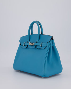Hermès Birkin 25 Bag in Bleu Mykonos Swift Leather with Palladium Hardware