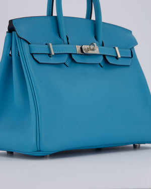 Hermès Birkin 25 Bag in Bleu Mykonos Swift Leather with Palladium Hardware