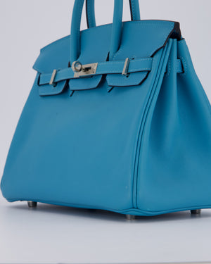 Hermès Birkin 25 Bag in Bleu Mykonos Swift Leather with Palladium Hardware