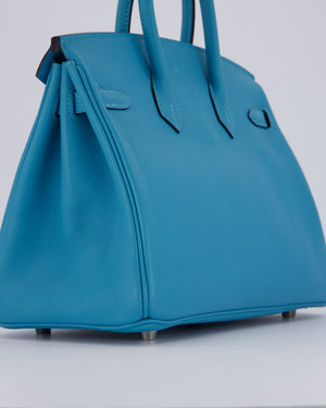 Hermès Birkin 25 Bag in Bleu Mykonos Swift Leather with Palladium Hardware