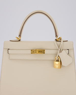 Hermès Kelly 25 Sellier Bag in Craie Epsom Leather with Gold Hardware&nbsp;