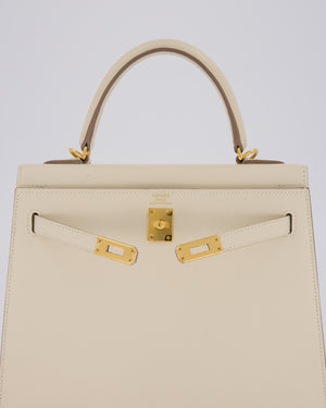 Hermès Kelly 25 Sellier Bag in Craie Epsom Leather with Gold Hardware&nbsp;