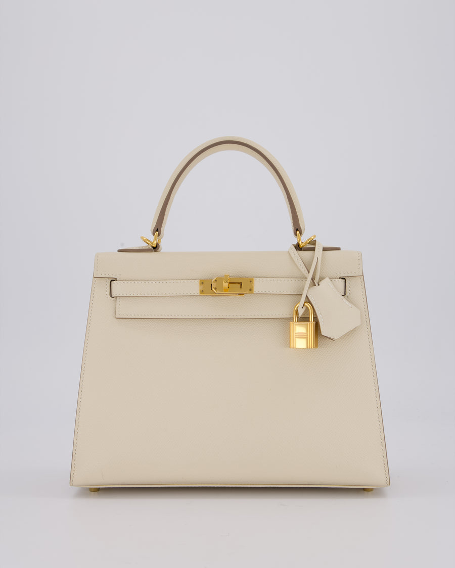 Hermès Kelly 25 Sellier Bag in Craie Epsom Leather with Gold Hardware&nbsp;
