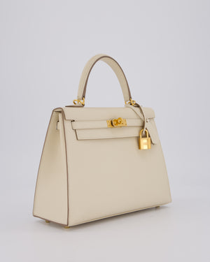 Hermès Kelly 25 Sellier Bag in Craie Epsom Leather with Gold Hardware&nbsp;