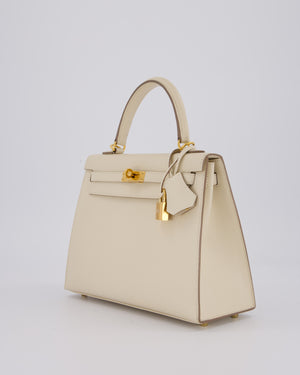 Hermès Kelly 25 Sellier Bag in Craie Epsom Leather with Gold Hardware&nbsp;