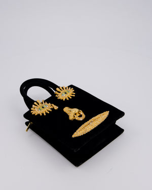 Schiaparelli Mini Face Velvet Jewellery Top Handle Bag in Black with Crystal Embellishments and Surrealist Face Details with Gold Hardware&nbsp;