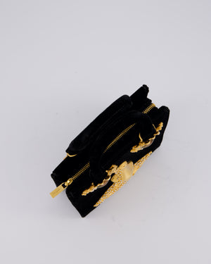 Schiaparelli Mini Face Velvet Jewellery Top Handle Bag in Black with Crystal Embellishments and Surrealist Face Details with Gold Hardware&nbsp;