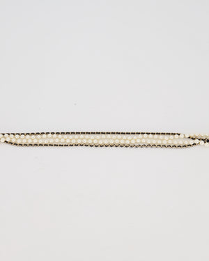 Chanel Gold Quilted Pearl Chain Necklace Featuring a Miniature Bag Pendent