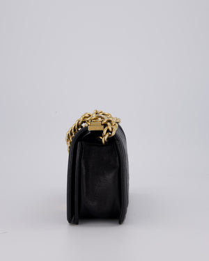Chanel Black Medium Boy Bag in Caviar Leather with Brushed Gold Hardware